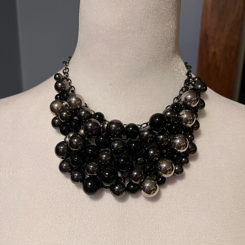 Pretty necklace - silver and black beads